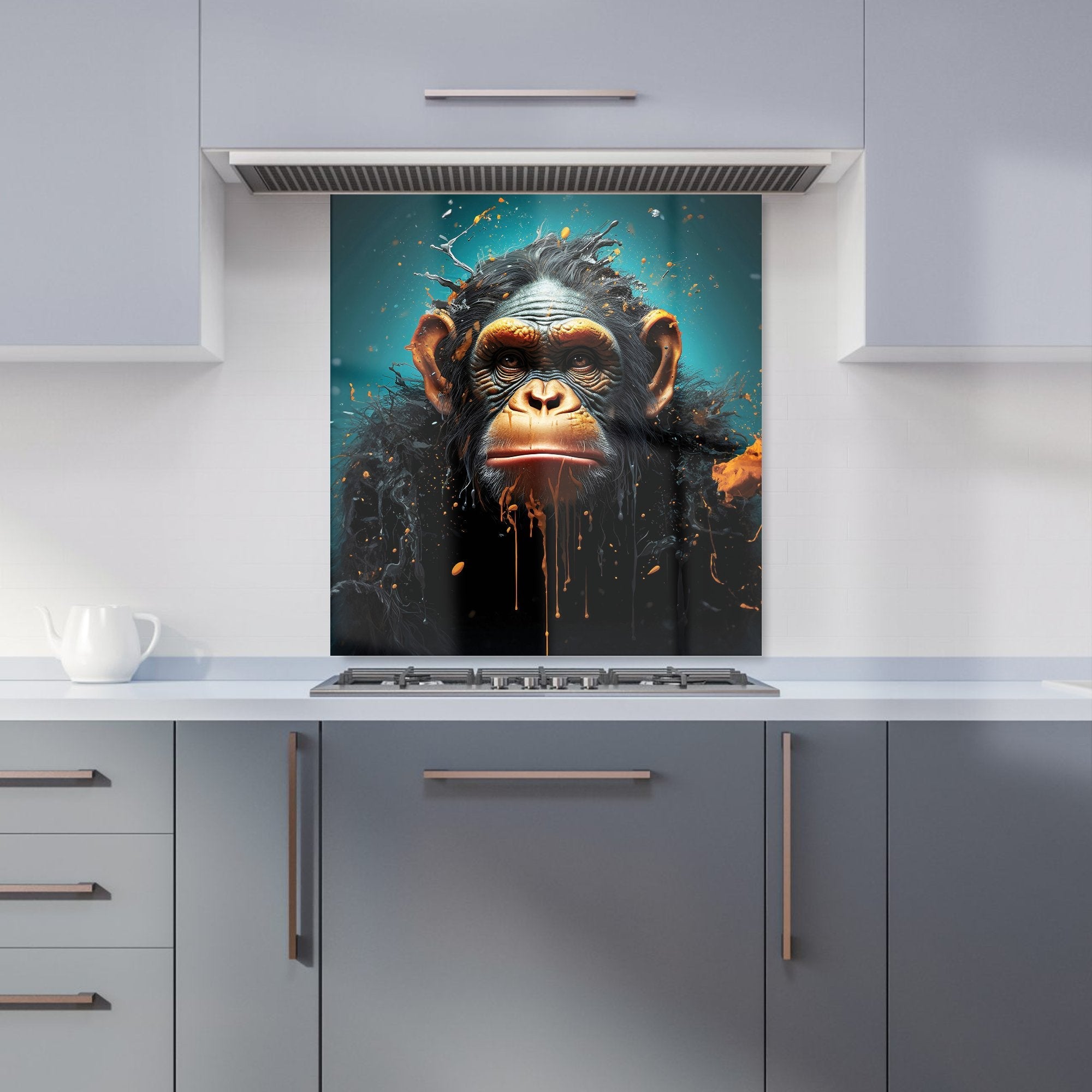Monkey Face Splashart Blue Kitchen Splashback