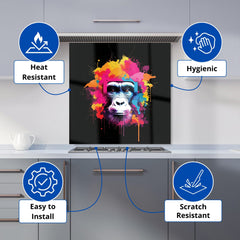 Multi Coloured Monkey Face Kitchen Splashback