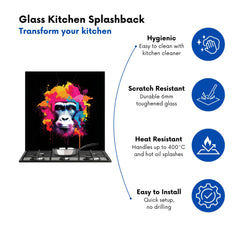 Multi Coloured Monkey Face Kitchen Splashback