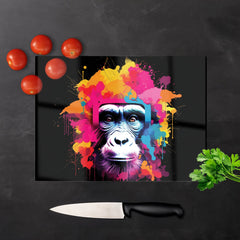 Multi Coloured Monkey Face Glass Chopping Board