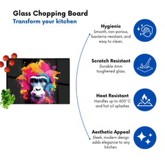Multi Coloured Monkey Face Glass Chopping Board