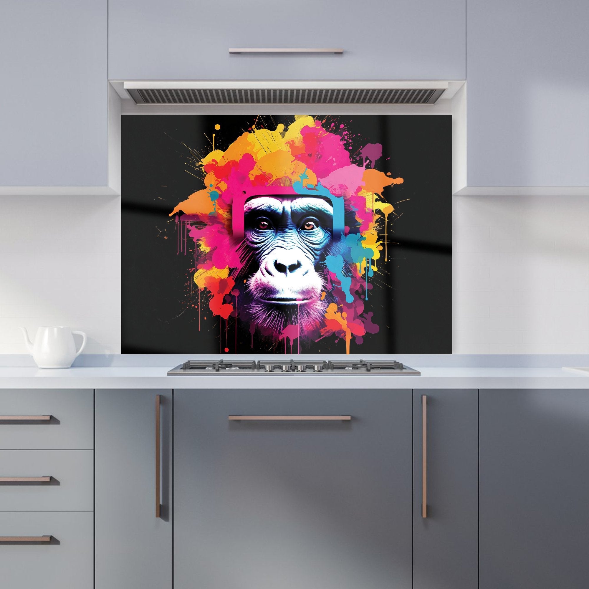 Multi Coloured Monkey Face Kitchen Splashback