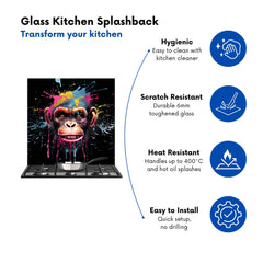 Multi Coloured Monkey Face Splashart Kitchen Splashback