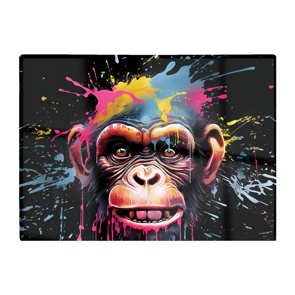 Multi Coloured Monkey Face Splashart Glass Chopping Board