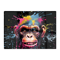Multi Coloured Monkey Face Splashart Glass Chopping Board