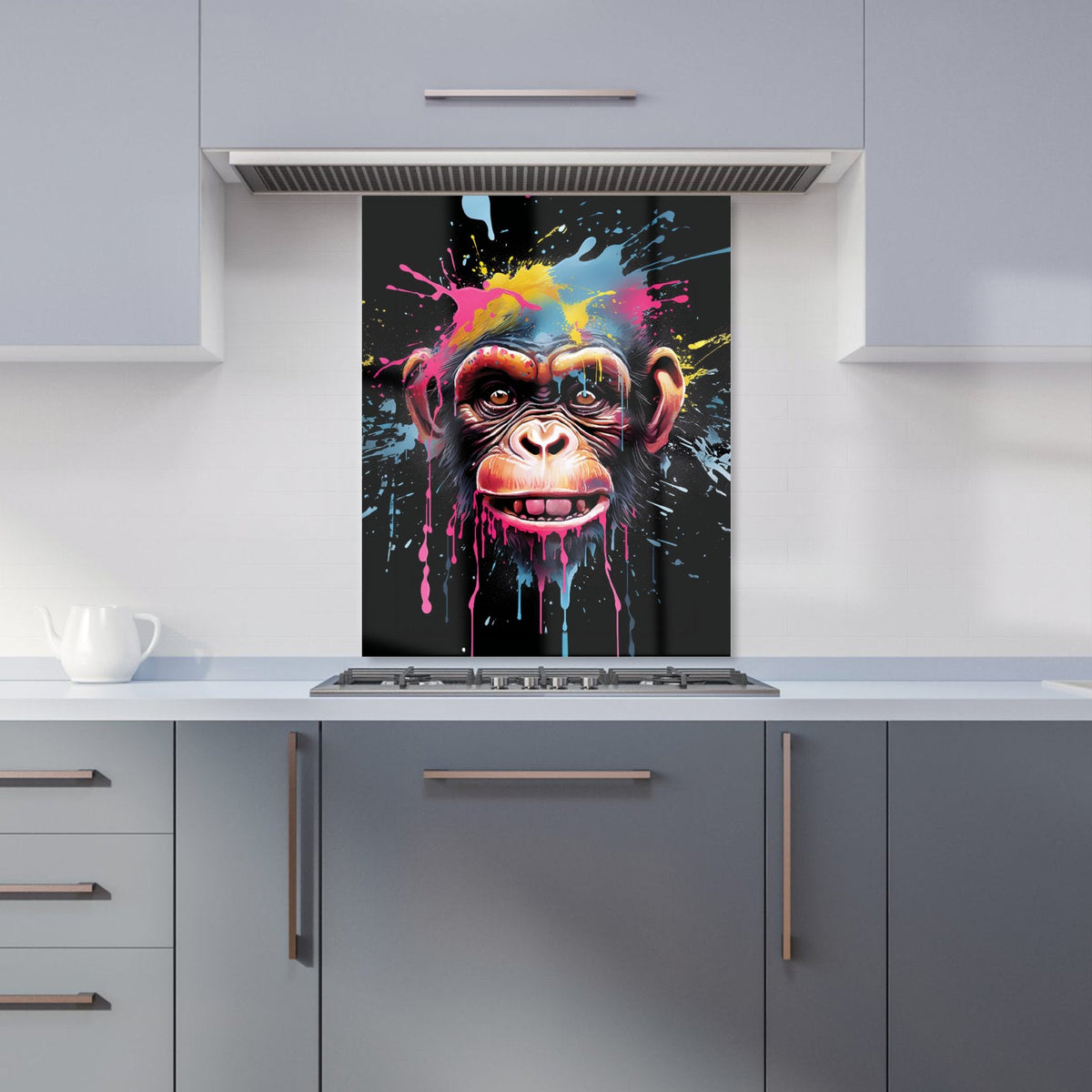 Multi Coloured Monkey Face Splashart Kitchen Splashback