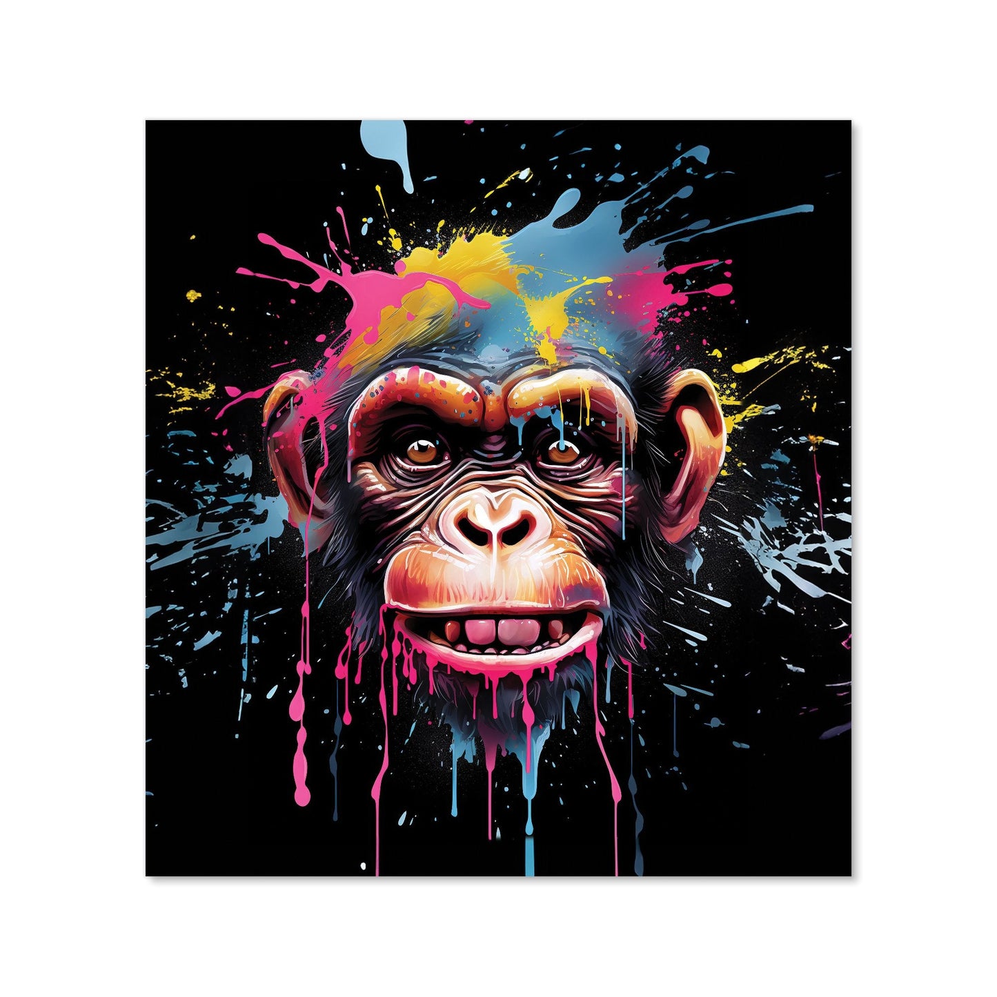 Multi Coloured Monkey Face Splashart Kitchen Splashback