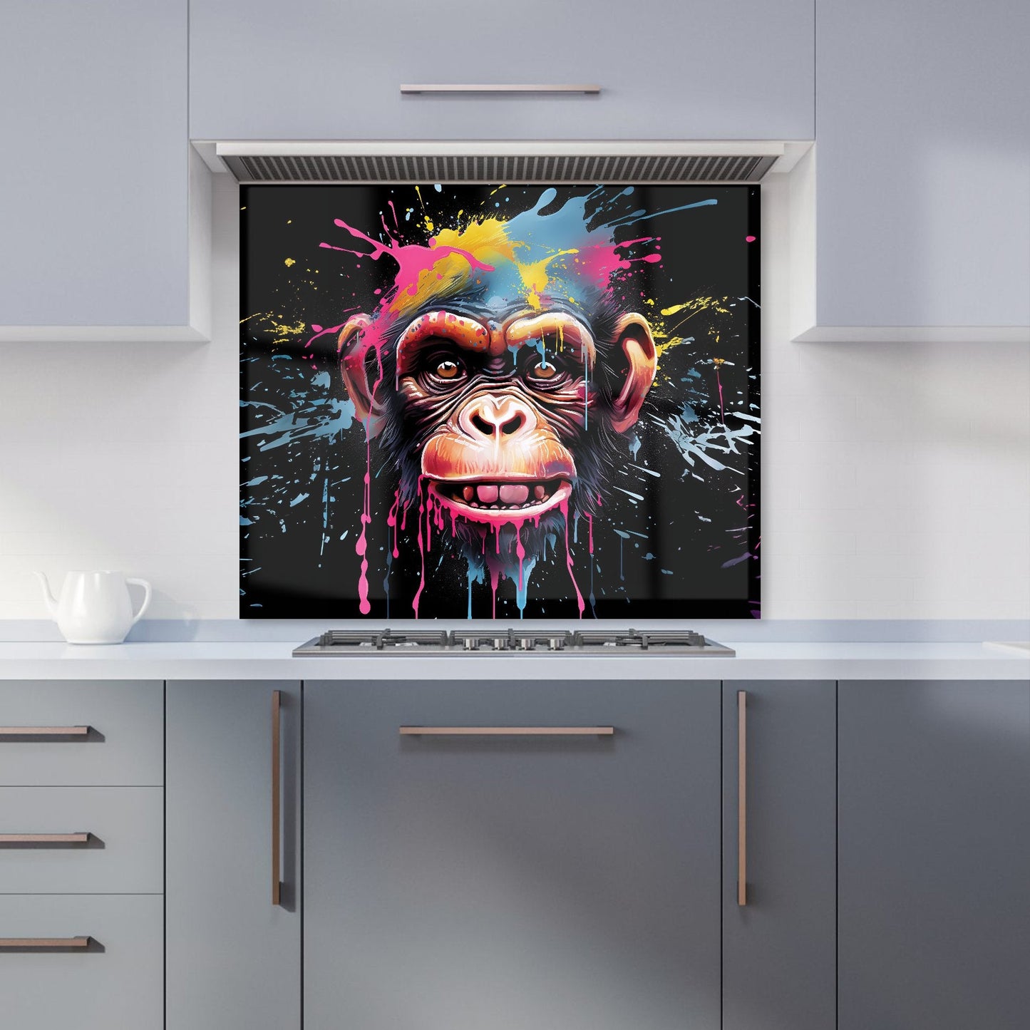 Multi Coloured Monkey Face Splashart Kitchen Splashback