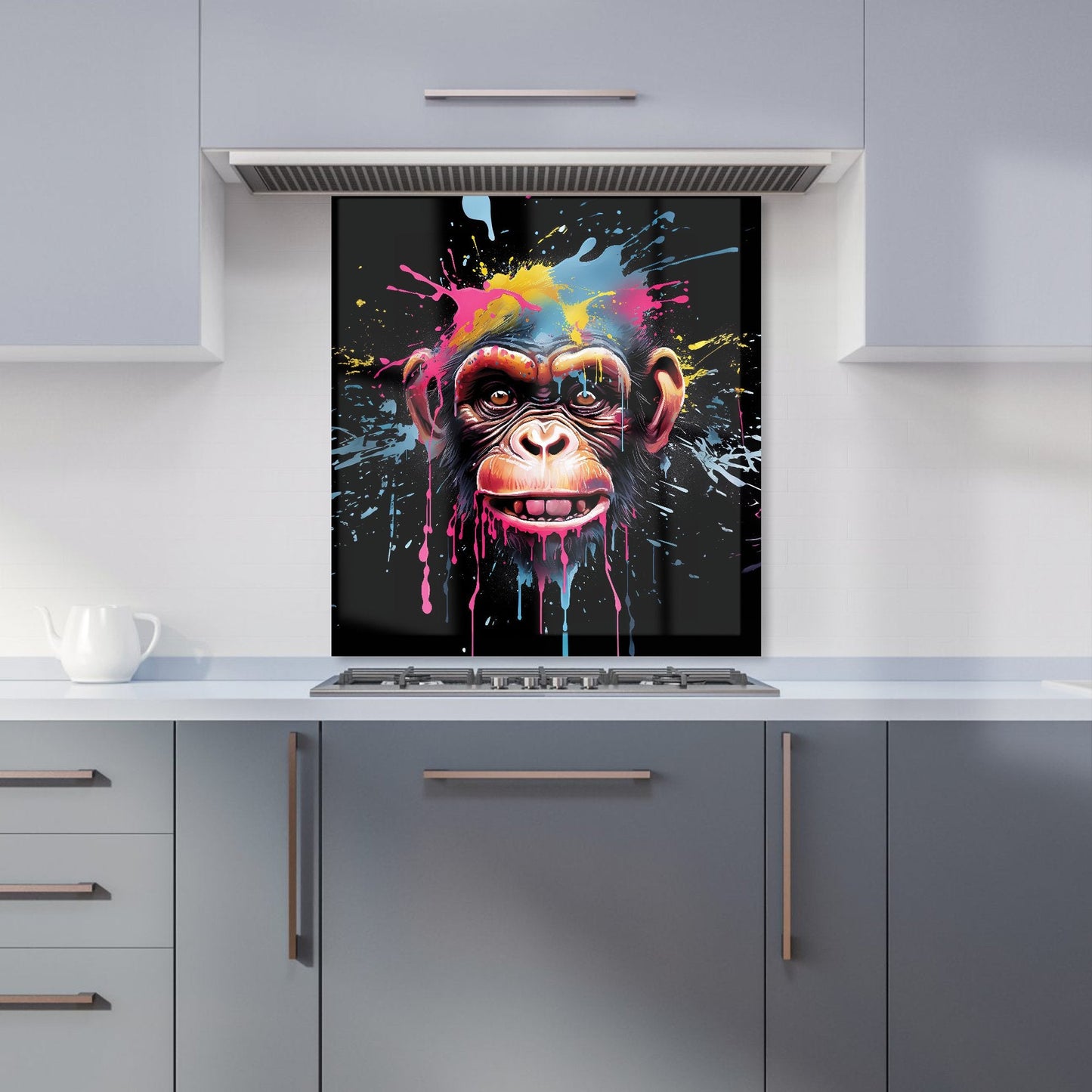 Multi Coloured Monkey Face Splashart Kitchen Splashback