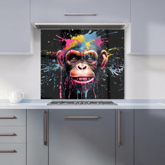 Multi Coloured Monkey Face Splashart Kitchen Splashback