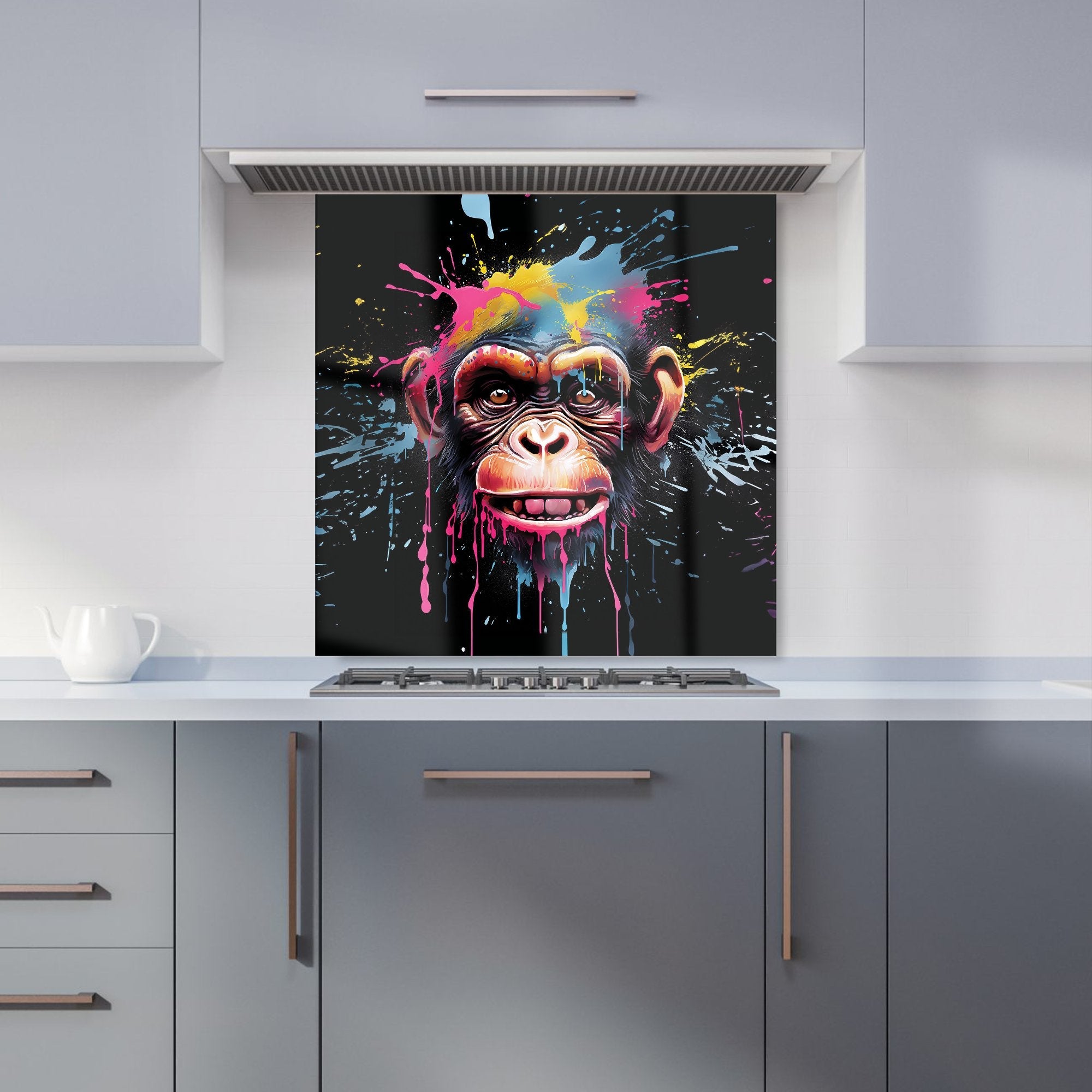 Multi Coloured Monkey Face Splashart Kitchen Splashback