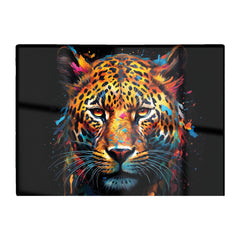 Splashart Leopard Face Glass Chopping Board