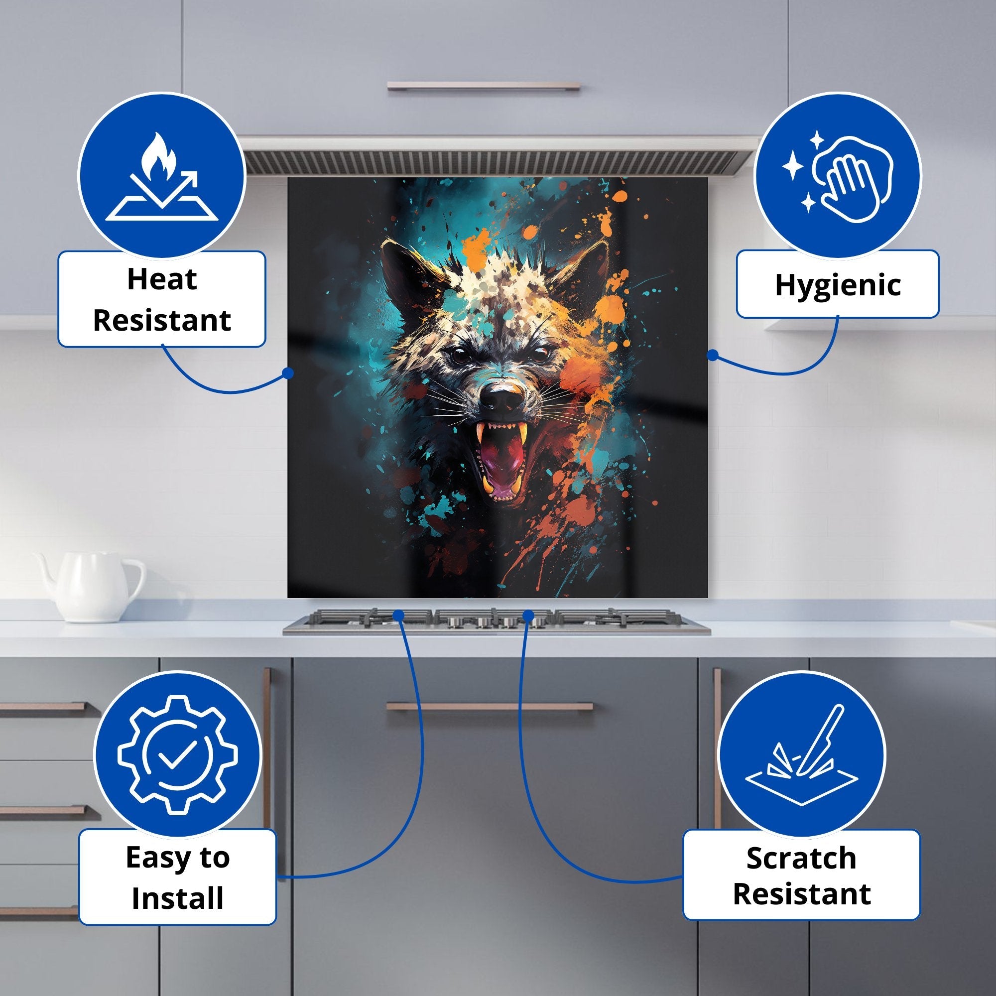 Splashart Angry Hyena Face Kitchen Splashback