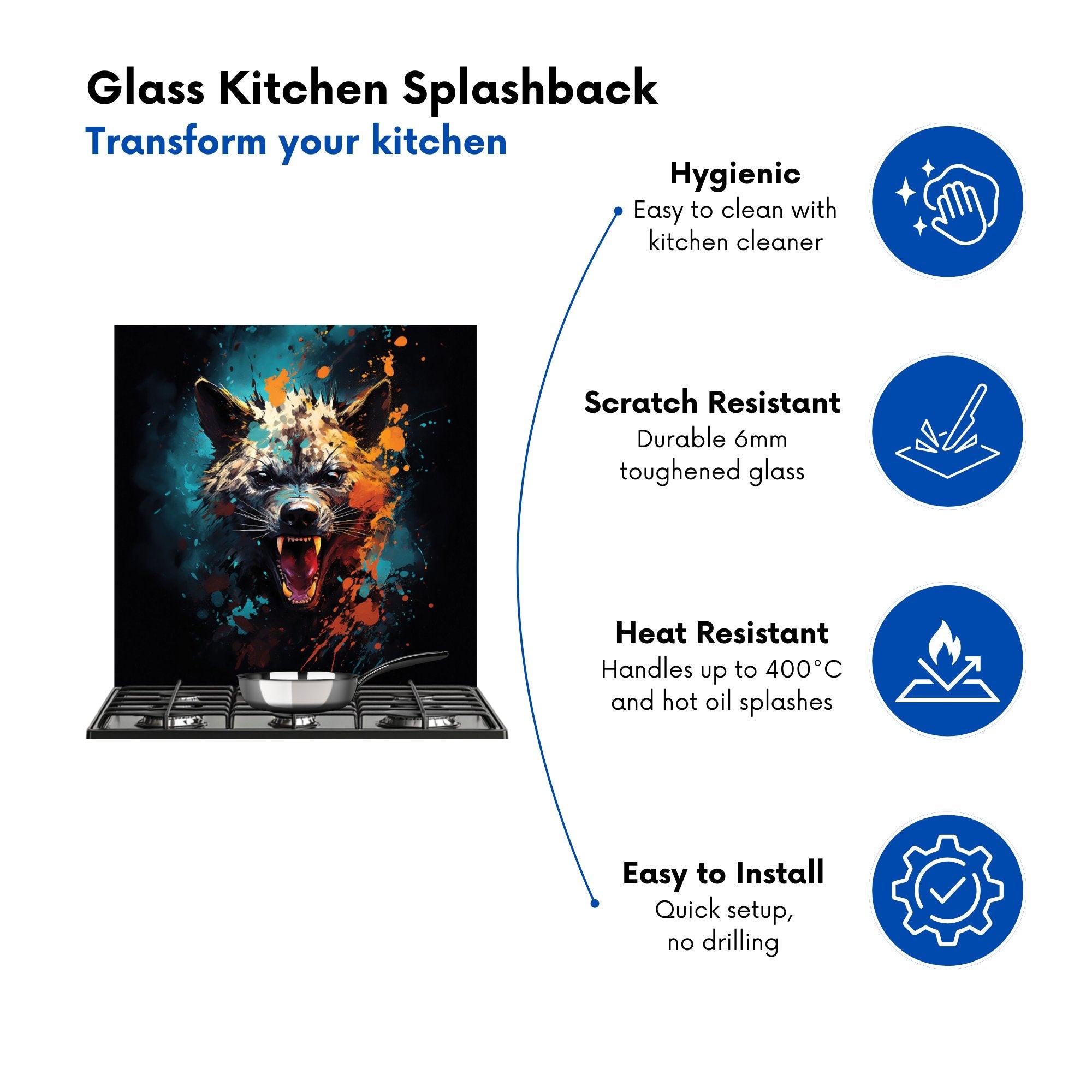 Splashart Angry Hyena Face Kitchen Splashback