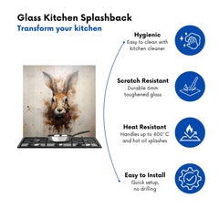 Watercolour Hare Face Kitchen Splashback