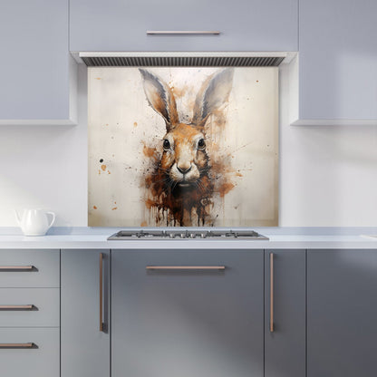 Watercolour Hare Face Kitchen Splashback