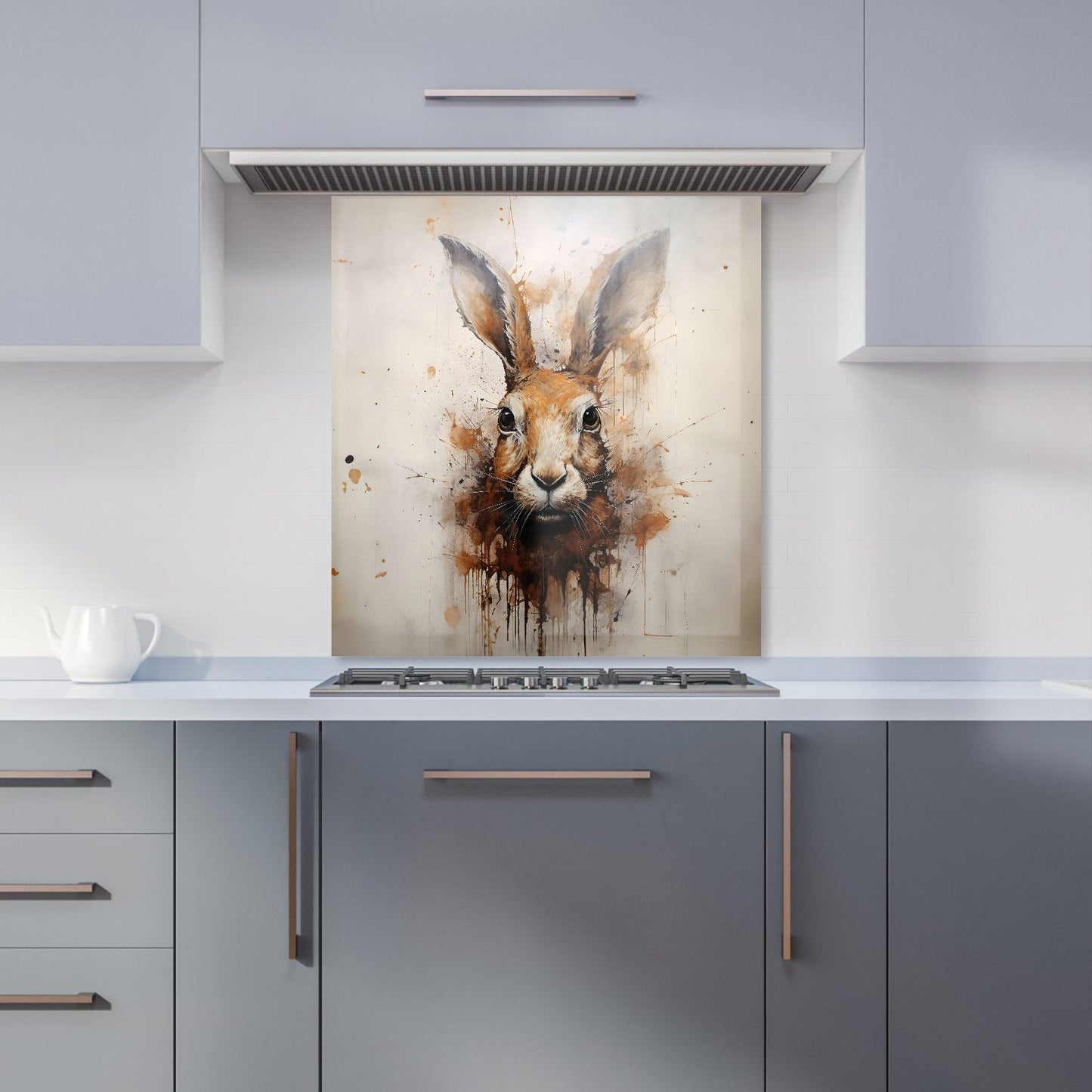 Watercolour Hare Face Kitchen Splashback