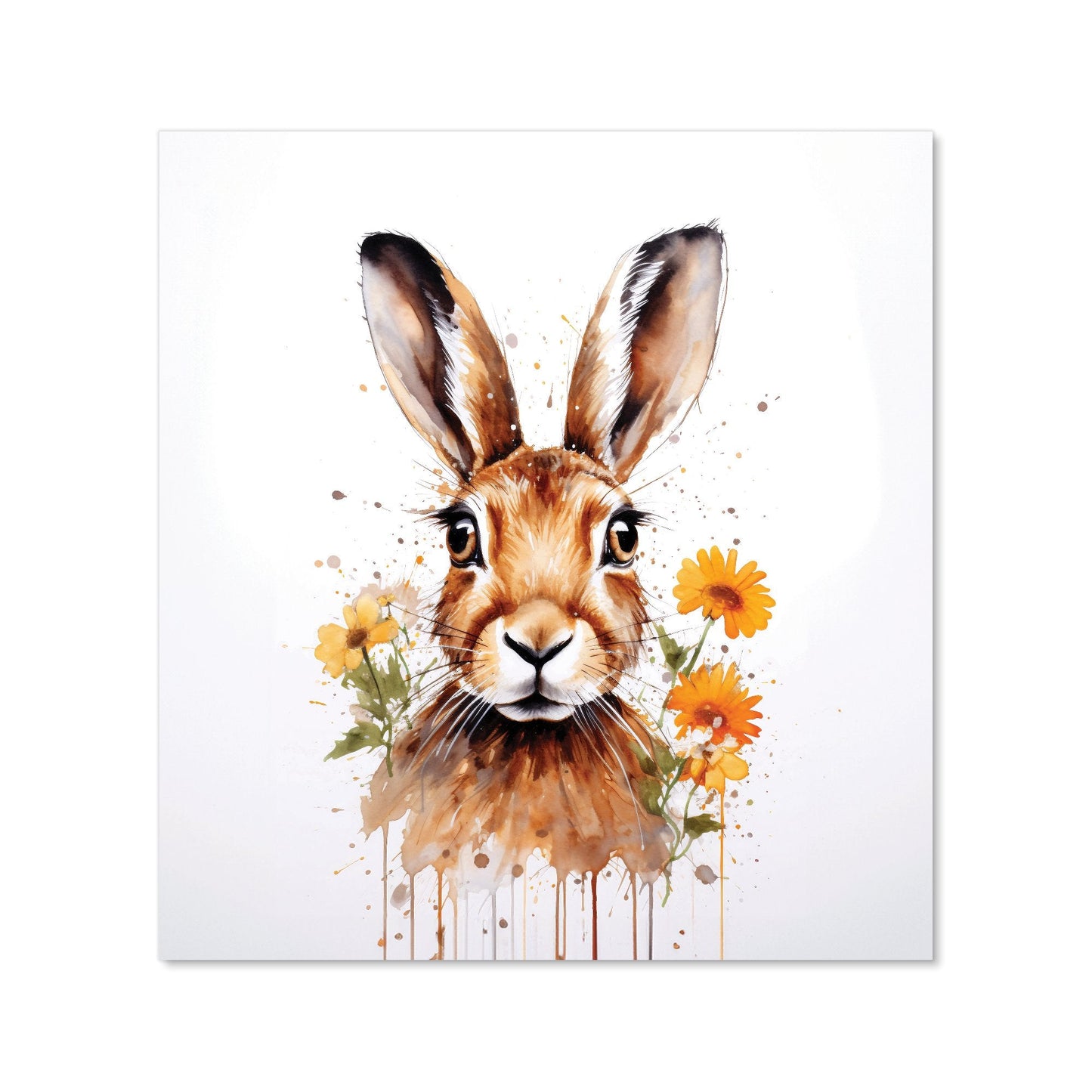 Watercolour Hare and Daisies Kitchen Splashback