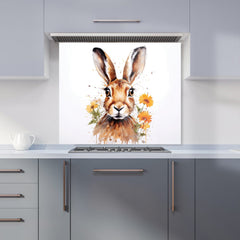 Watercolour Hare and Daisies Kitchen Splashback