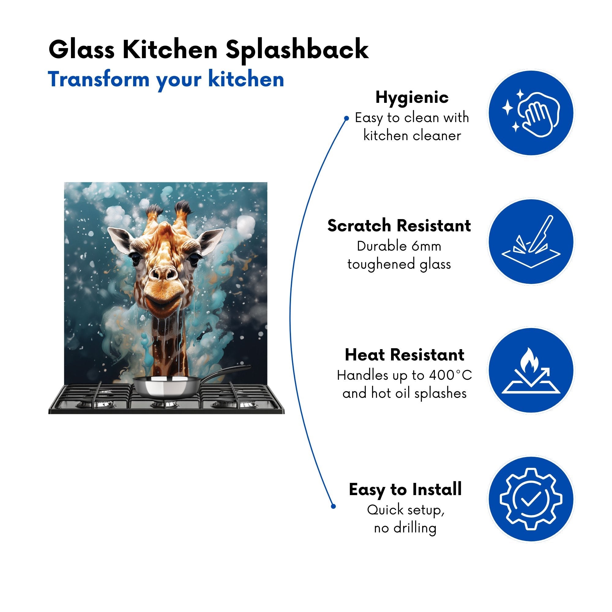Splashart Giraffe Face Kitchen Splashback