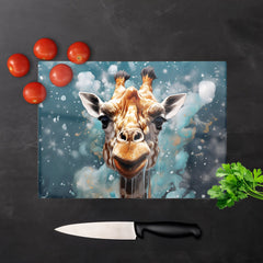 Splashart Giraffe Face Glass Chopping Board