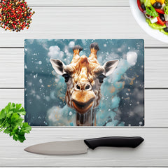 Splashart Giraffe Face Glass Chopping Board