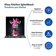 Splashart Giraffe Face Pink Kitchen Splashback