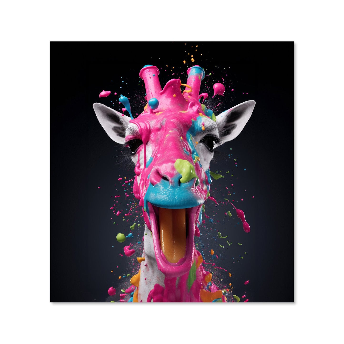 Splashart Giraffe Face Pink Kitchen Splashback