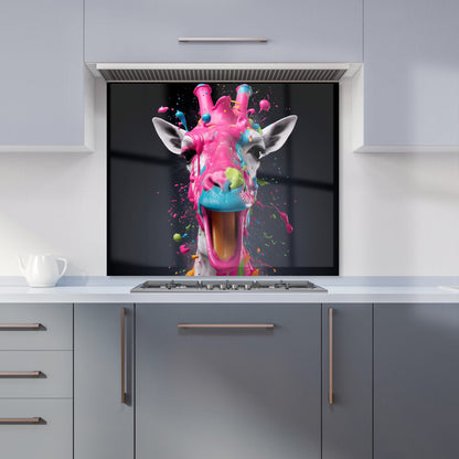 Splashart Giraffe Face Pink Kitchen Splashback