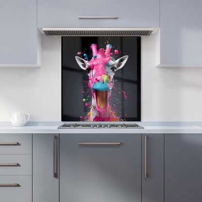 Splashart Giraffe Face Pink Kitchen Splashback