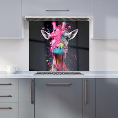 Splashart Giraffe Face Pink Kitchen Splashback