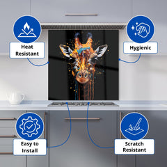 Giraffe Face Splashart Kitchen Splashback