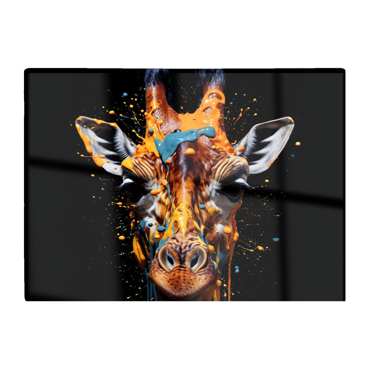 Giraffe Face Splashart Glass Chopping Board