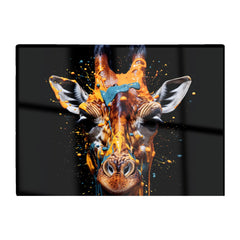 Giraffe Face Splashart Glass Chopping Board