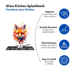 Watercolour Splashart Fox Face Kitchen Splashback