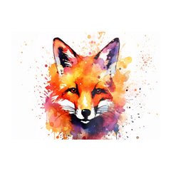 Watercolour Splashart Fox Face Glass Chopping Board