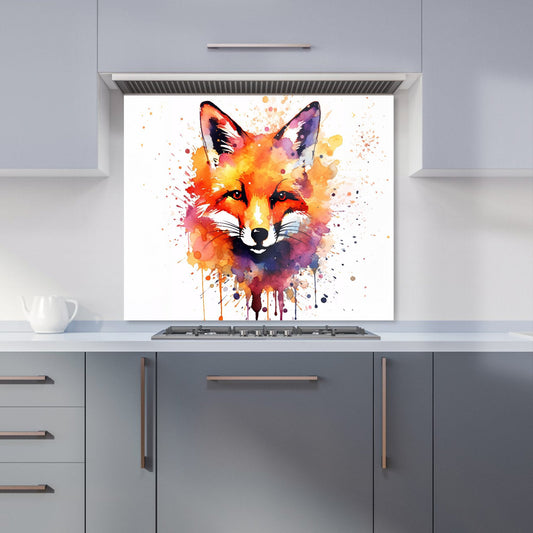 Watercolour Splashart Fox Face Kitchen Splashback