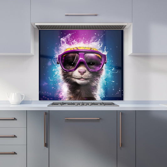 Splashart Ferret With Glasses Purple Kitchen Splashback