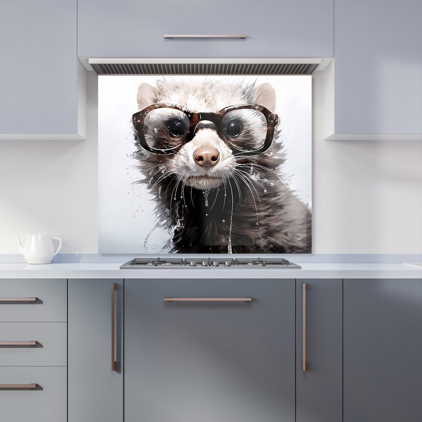 Splashart Ferret With Glasses Kitchen Splashback