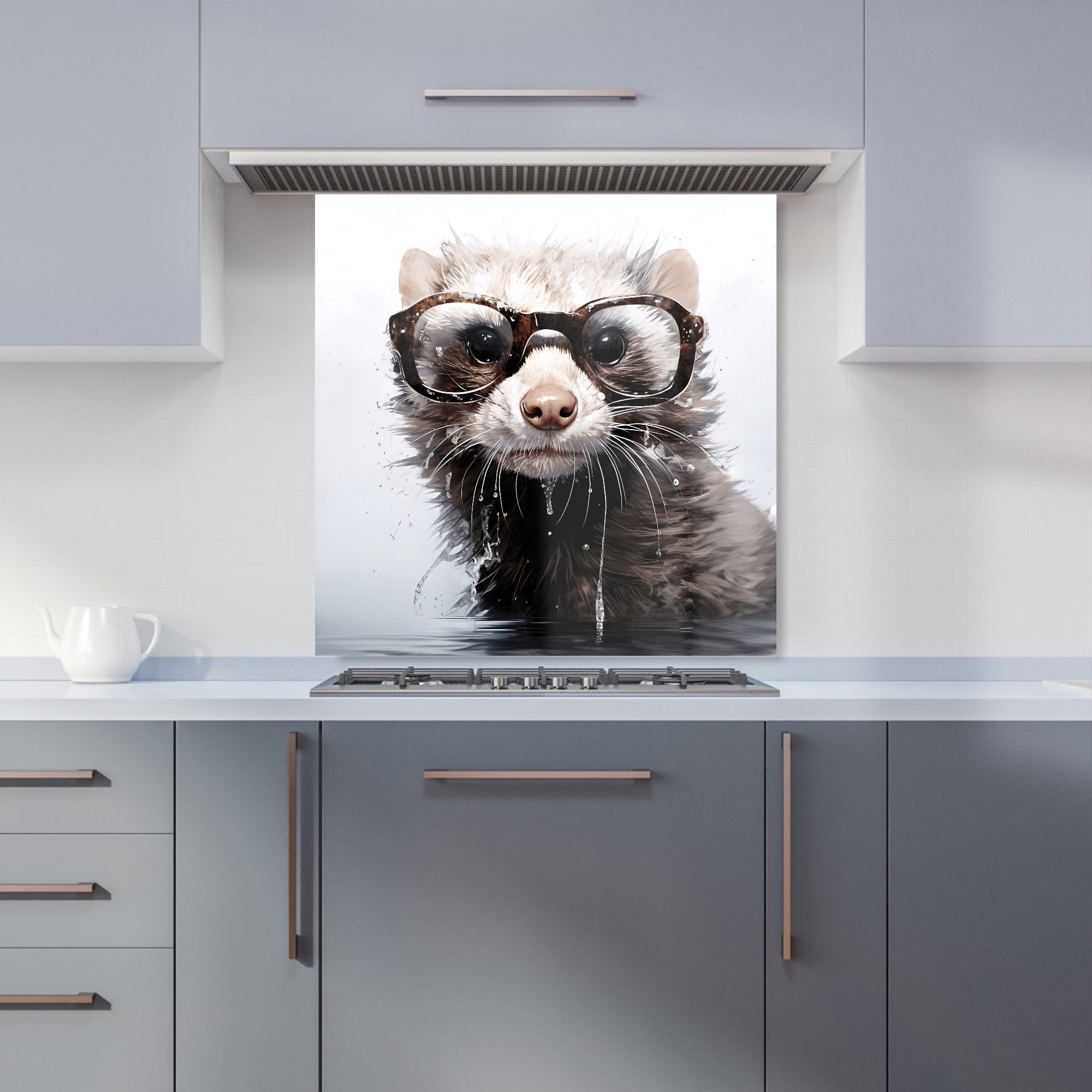 Splashart Ferret With Glasses Kitchen Splashback