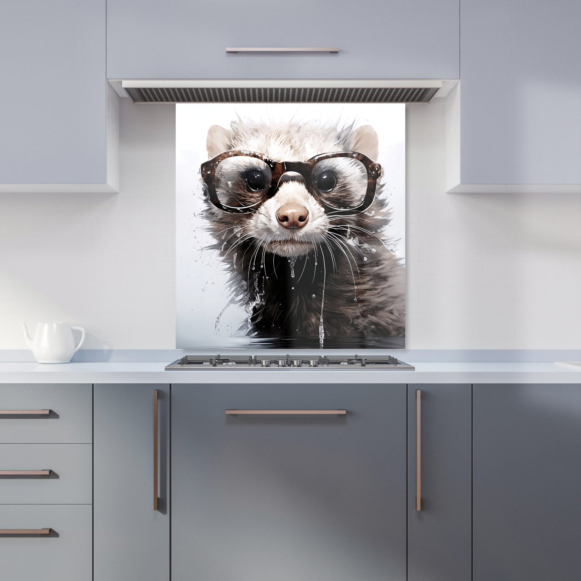 Splashart Ferret With Glasses Kitchen Splashback
