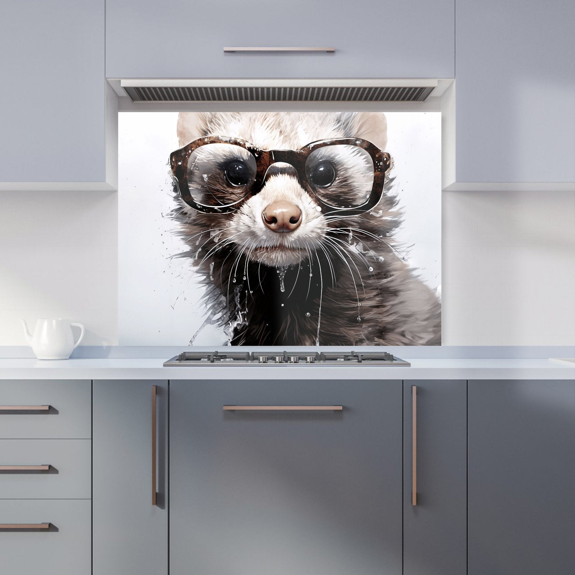 Splashart Ferret With Glasses Kitchen Splashback