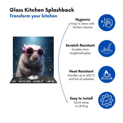Splashart DoorMouse with Pink Glasses Kitchen Splashback