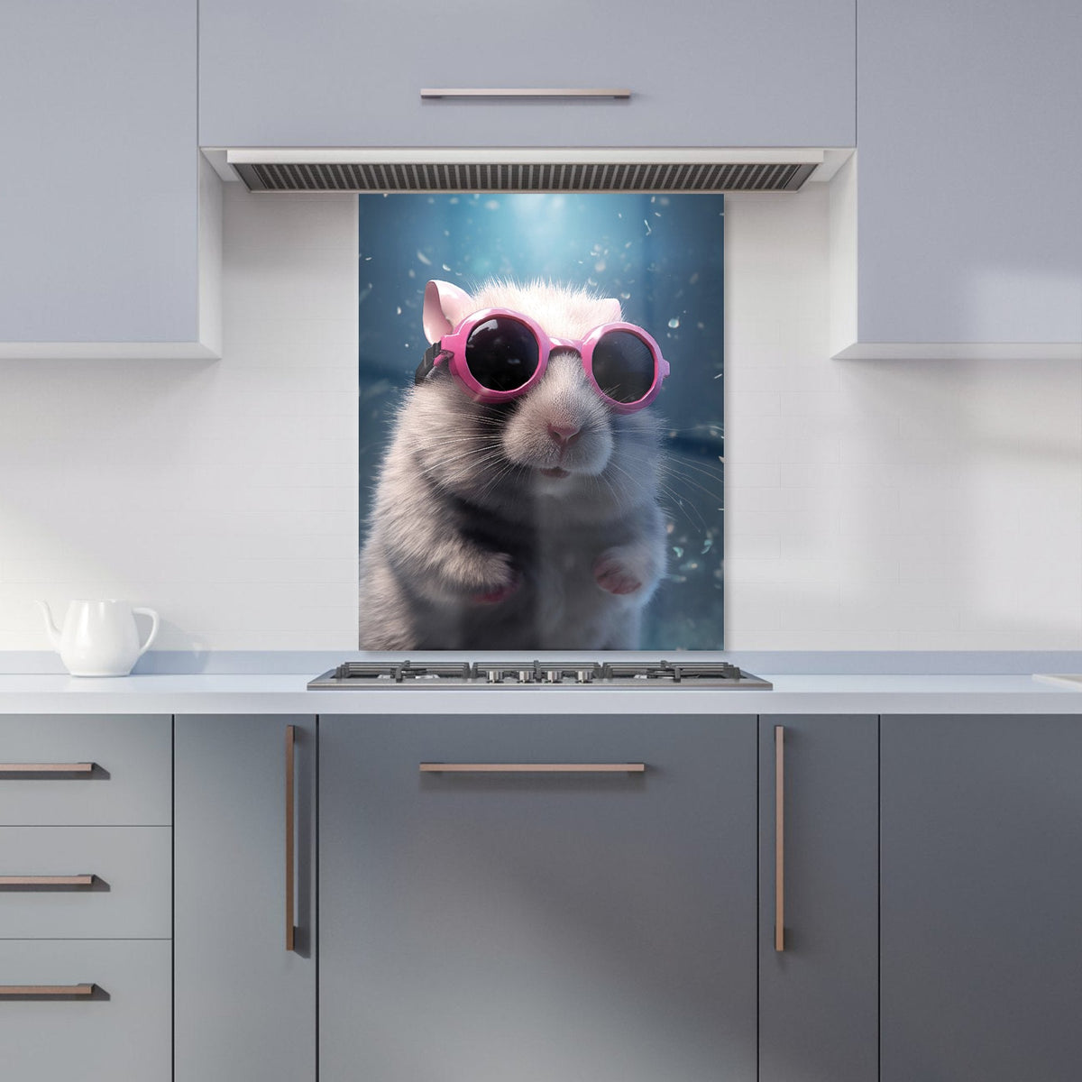Splashart DoorMouse with Pink Glasses Kitchen Splashback