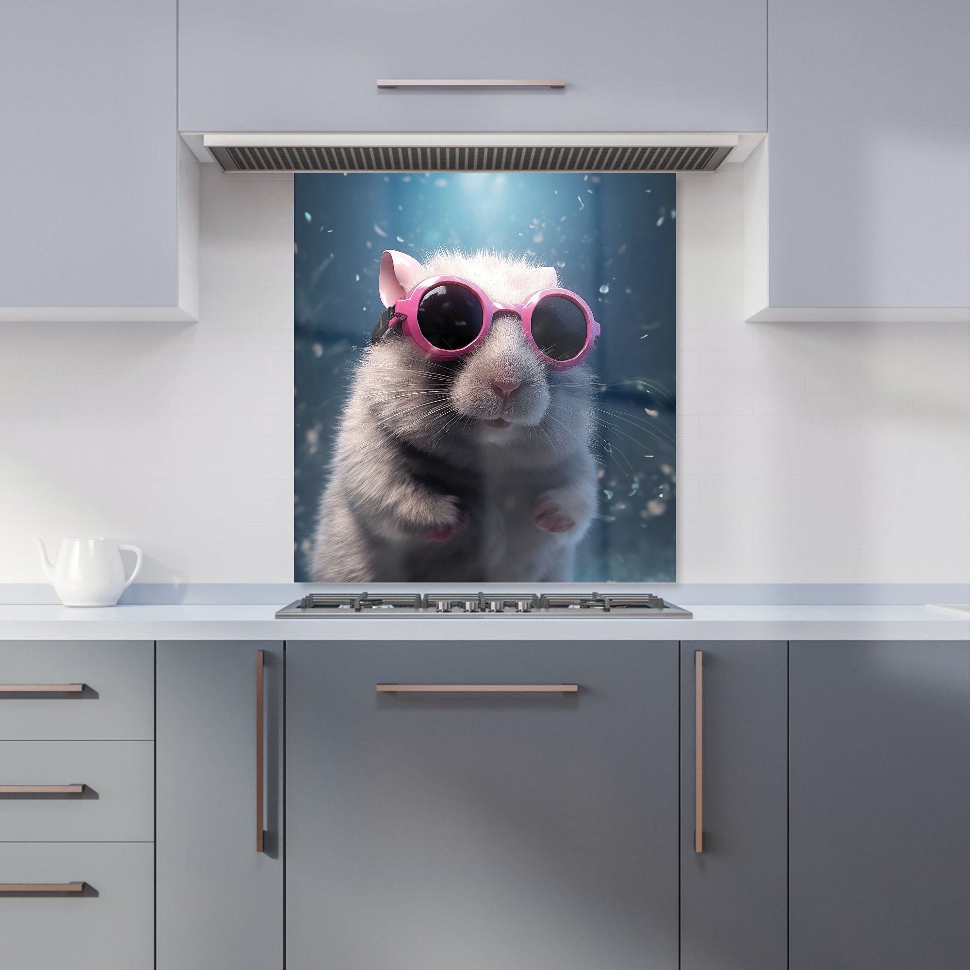 Splashart DoorMouse with Pink Glasses Kitchen Splashback