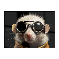Realistic Doormouse With Glasses Glass Chopping Board