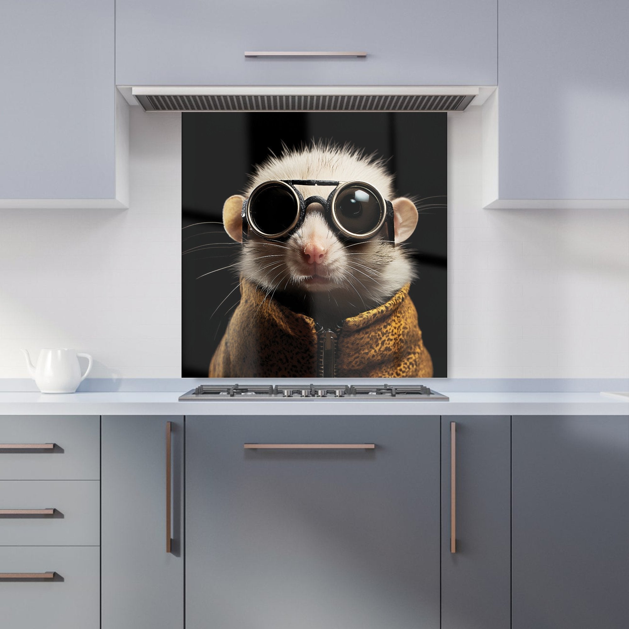Realistic Doormouse with Glasses Kitchen Splashback