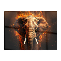 Splashart Elephant And Fire Glass Chopping Board