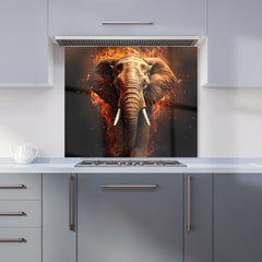 Splashart Elephant and fire Kitchen Splashback