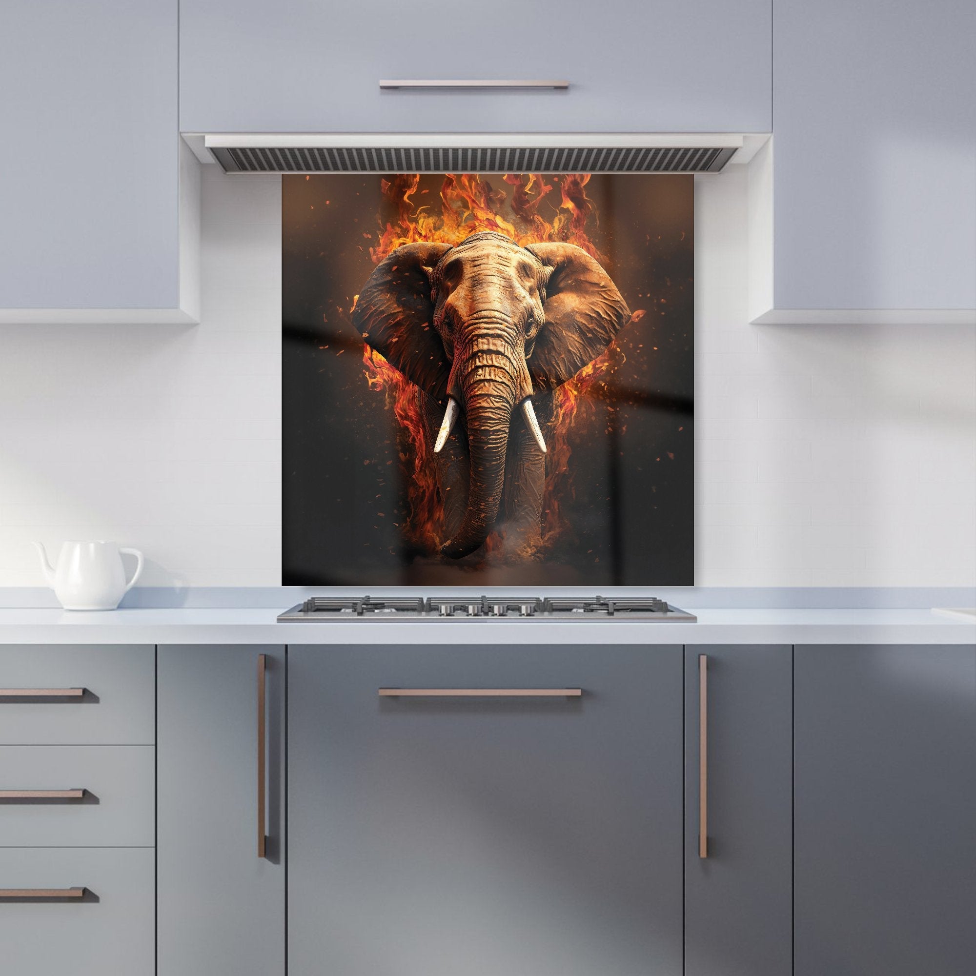 Splashart Elephant and fire Kitchen Splashback